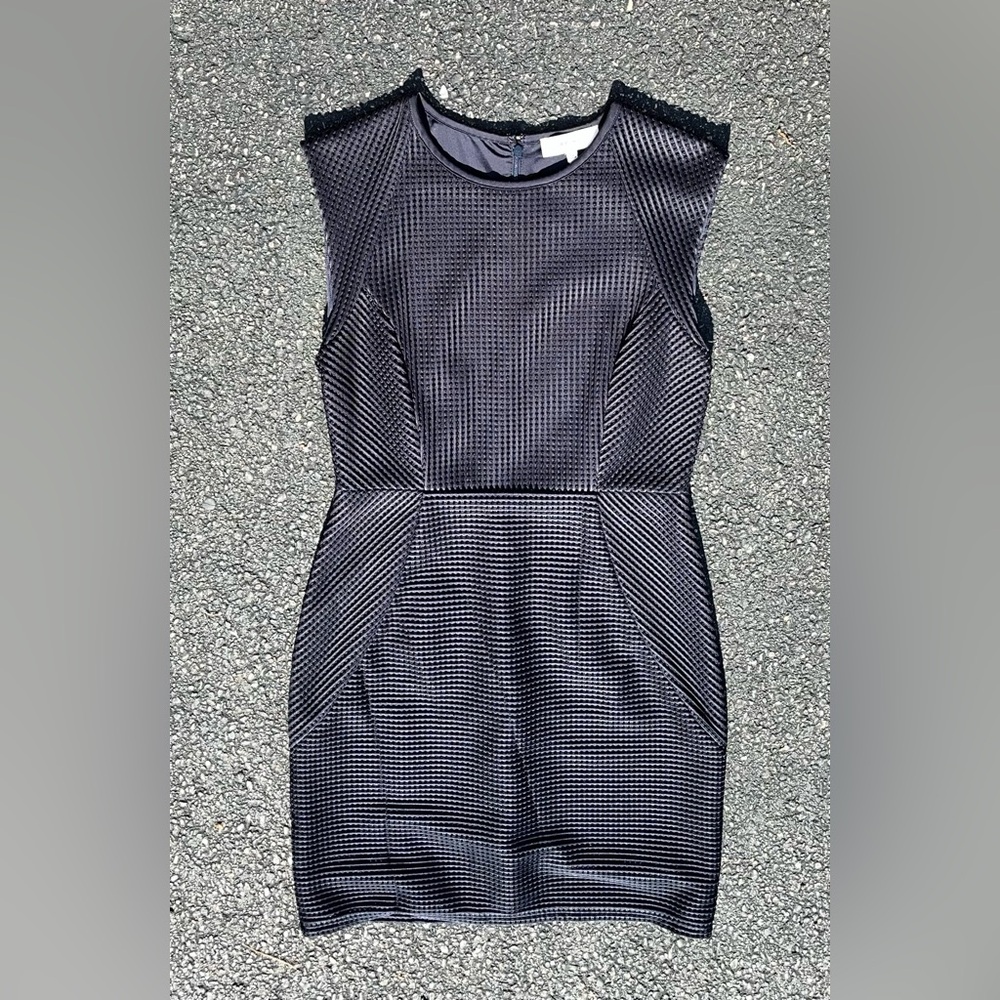 Women’s Reiss Black Sleeveless Midi Textured Dress Size 8